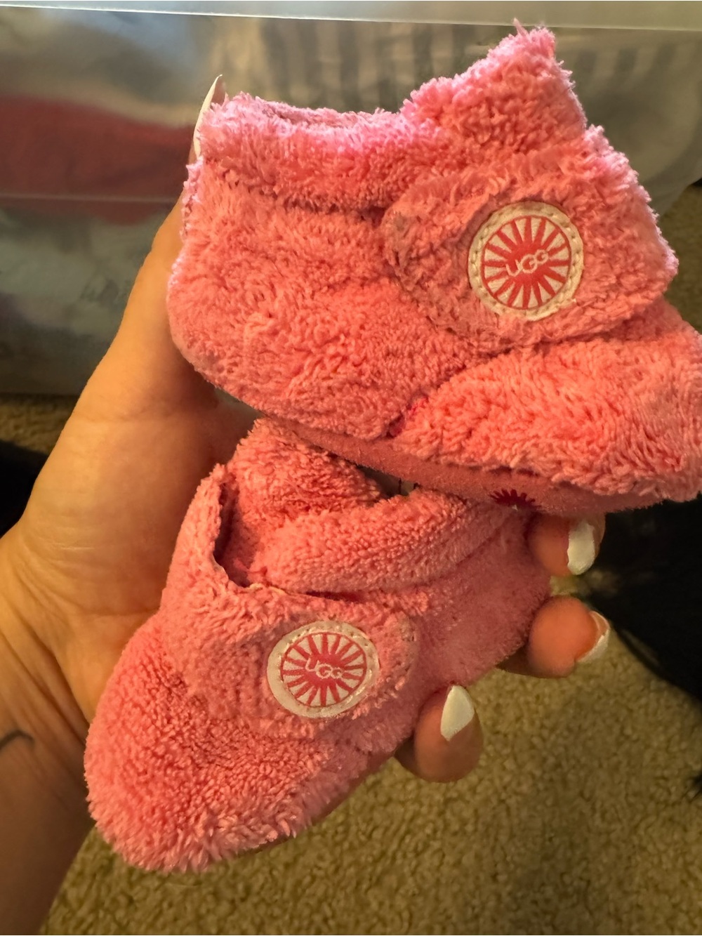 UGG Pink Plush Infant Booties
